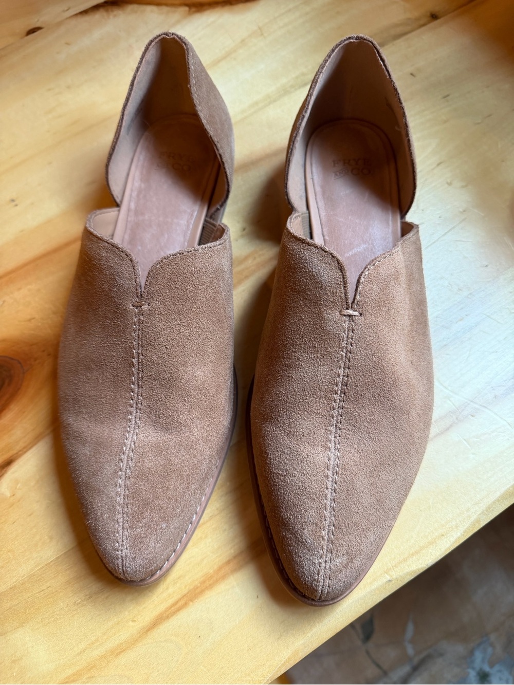 Frye and Co. Brown Suede Pointed Toe Slip-On Flats for Women Size 8